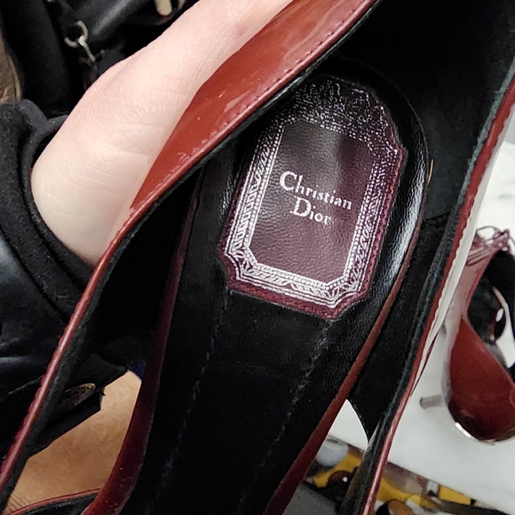 DIOR Brick Red Patent Leather Platform Laced Caged Stiletto Heels, size … - Picture 7 of 8